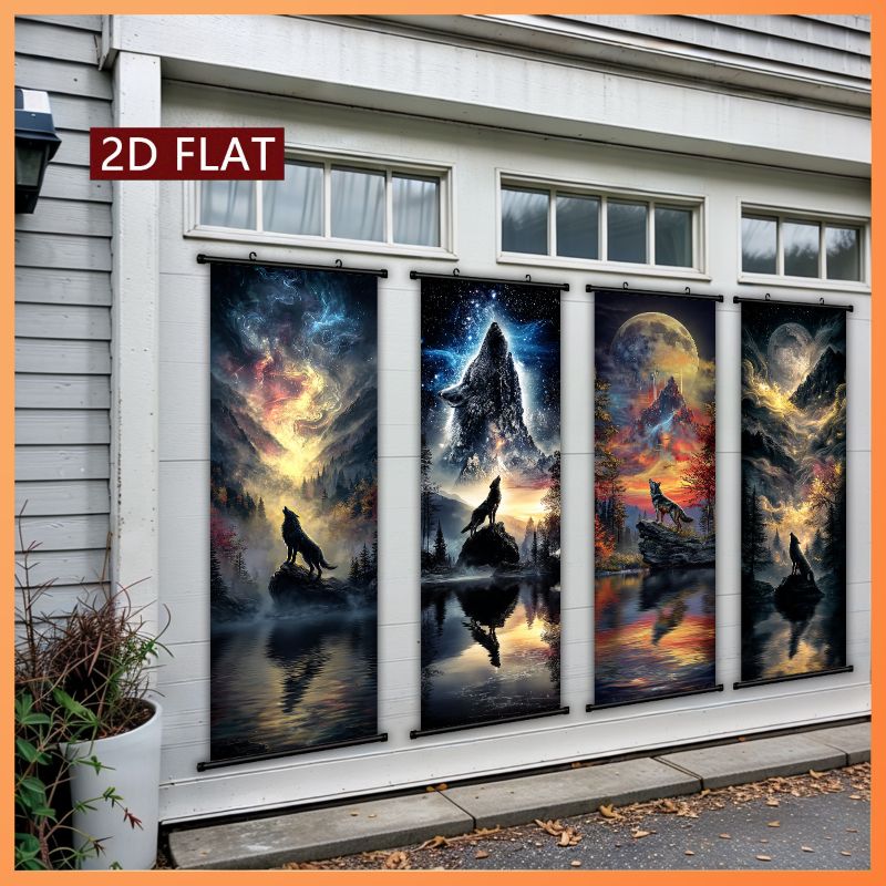 Wall Scroll Tapestry - VIKAMA Galaxy Wolf Peak Wall Tapestry