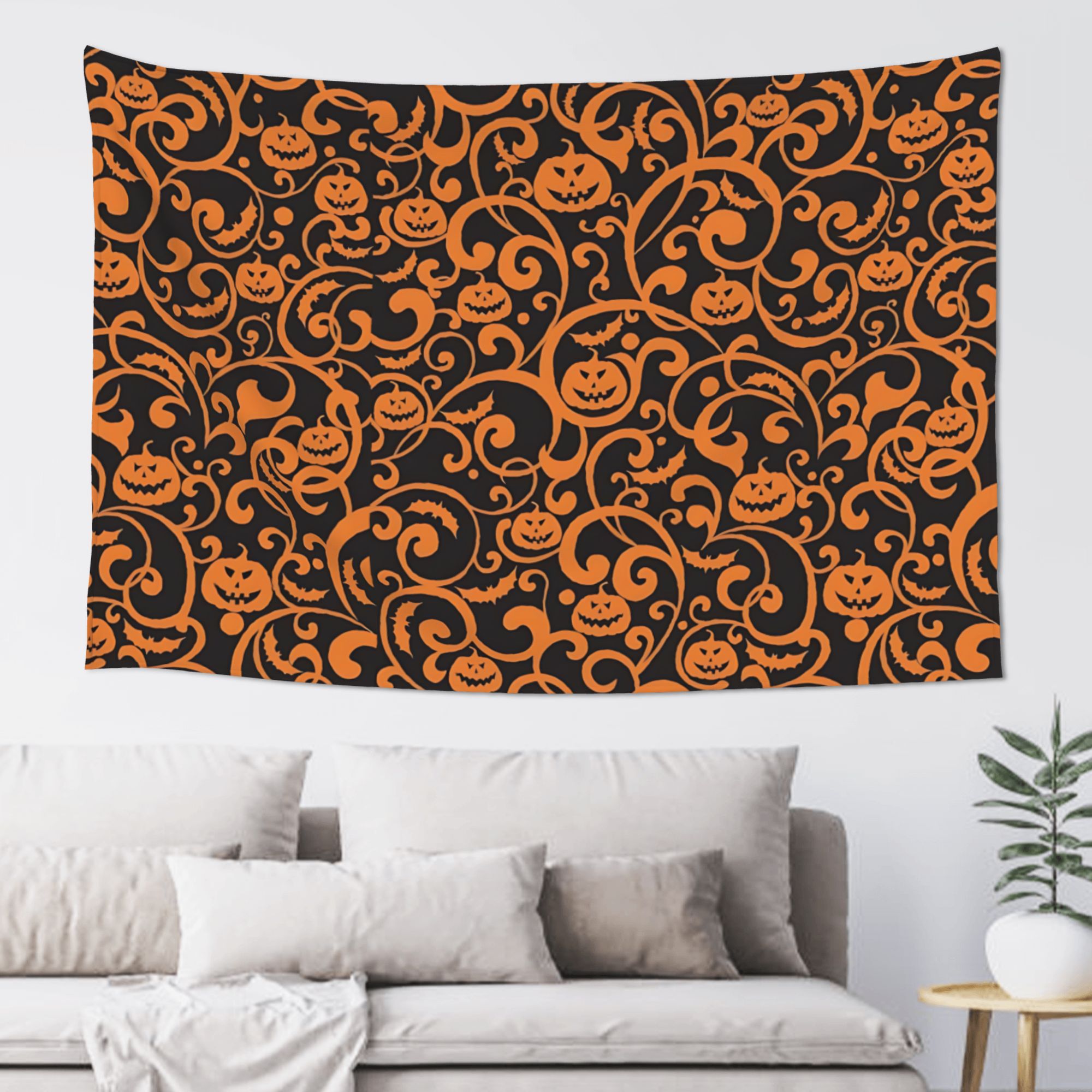 Wall Scroll Tapestry - Halloween Scroll Pumpkin Pattern Customized Tapestry