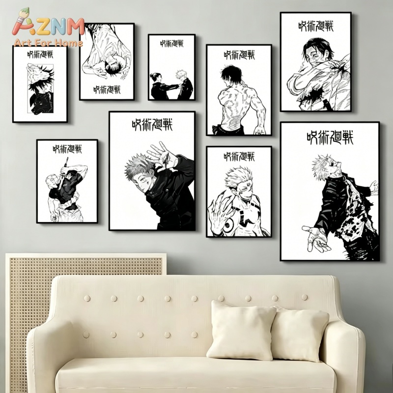 Anime Merchandise Posters - AZNM Jujutsu Kaisen Black White Manga