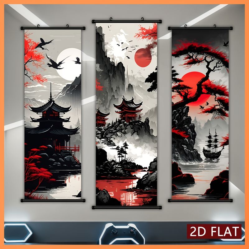 Wall Scroll Tapestry - VIKAMA Japanese Landscape Scroll Tapestry Trendy