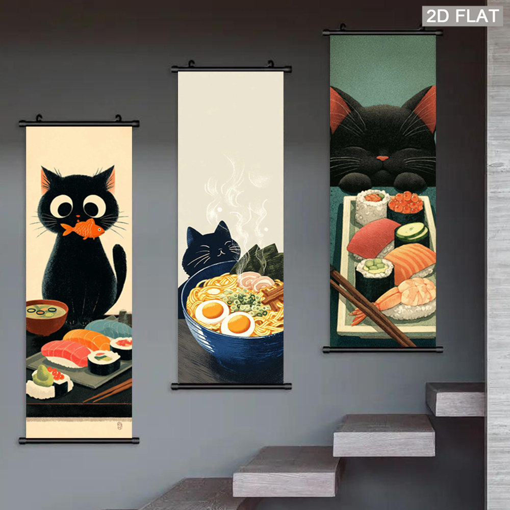 Cartoon Black Cat Wall Scroll  - Wall Scroll Tapestry recension och pris