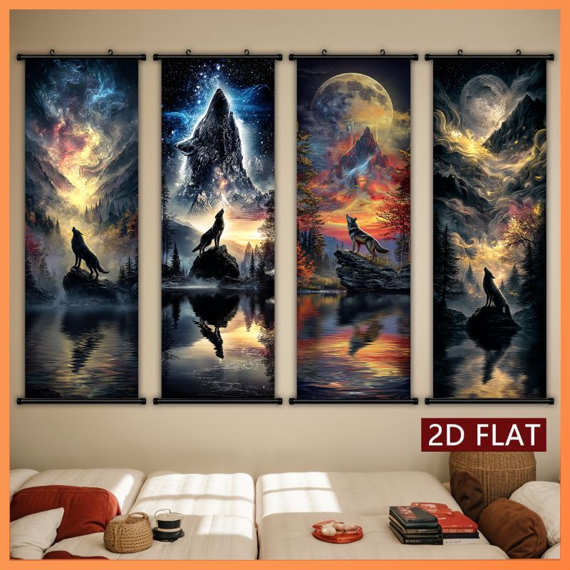 VIKAMA Galaxy Wolf Peak Wall T - Wall Scroll Tapestry recension och pris