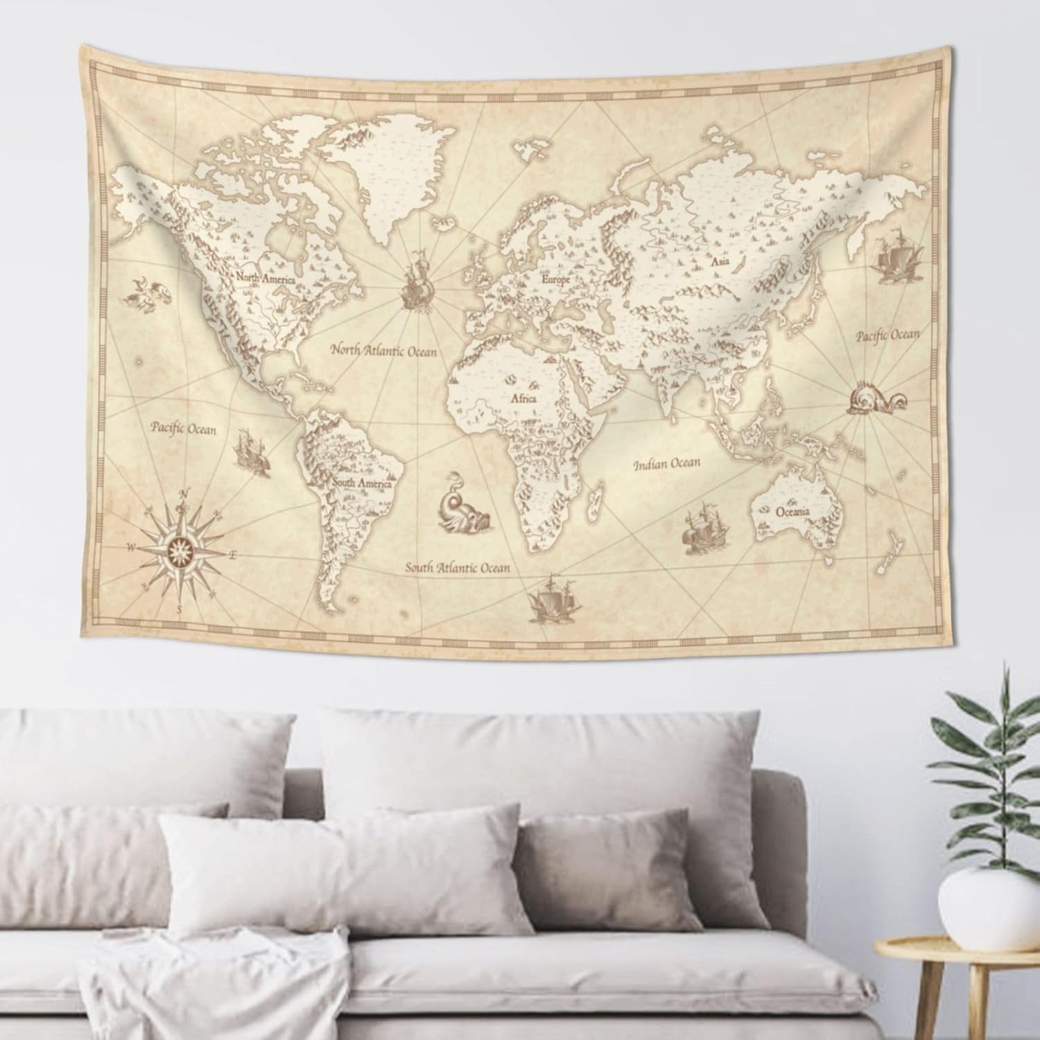 Vintage World Map Tapestry Wal - Wall Scroll Tapestry recension och pris