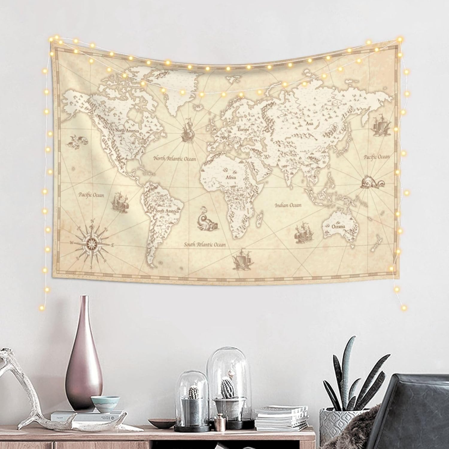 Vintage World Map Tapestry Wal - Wall Scroll Tapestry recension och pris