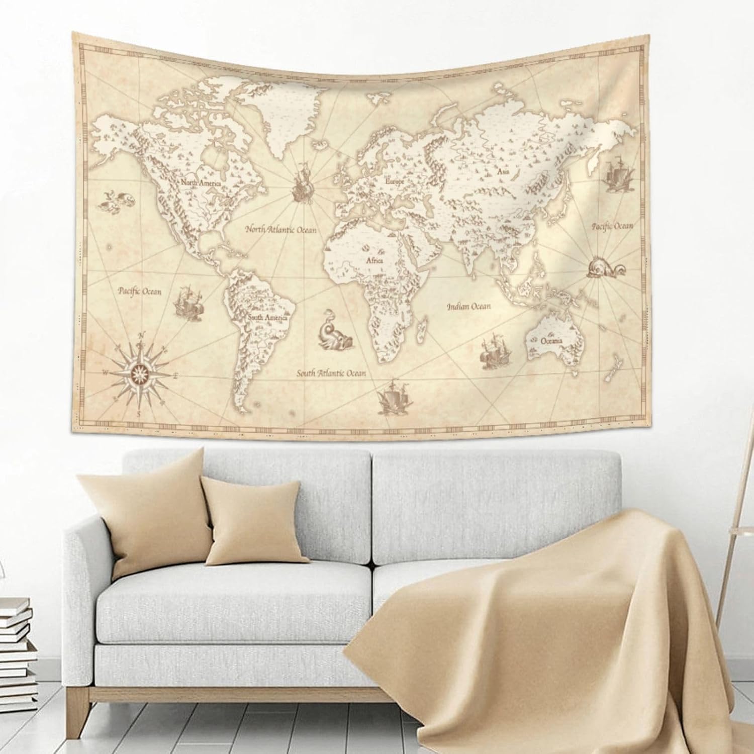 Vintage World Map Tapestry Wal - Wall Scroll Tapestry recension och pris