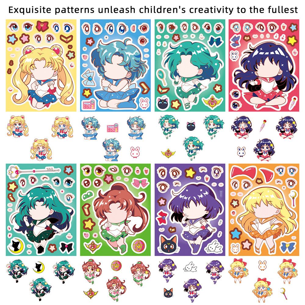 8/16PCS Sailor Moon Face-Chang - Anime Merchandise Posters recension och pris