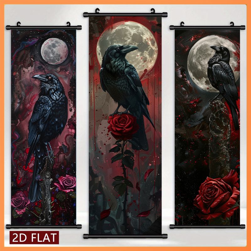 VIKAMA Raven Crimson Rose Wall - Wall Scroll Tapestry recension och pris