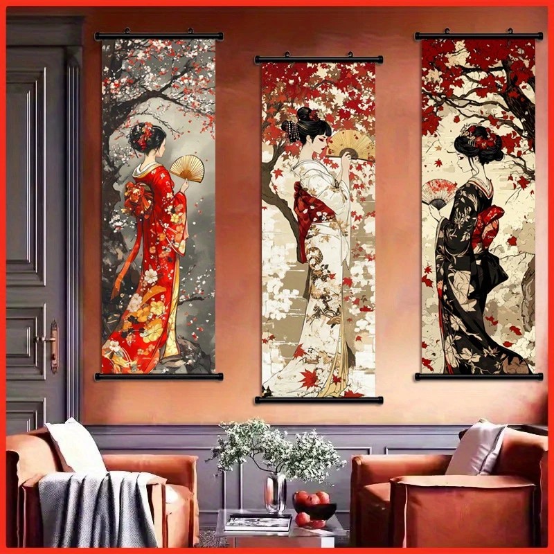VIKAMA Vintage Japanese Geisha - Wall Scroll Tapestry recension och pris