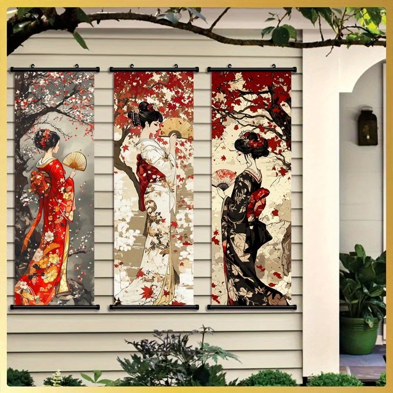 VIKAMA Vintage Japanese Geisha - Wall Scroll Tapestry recension och pris