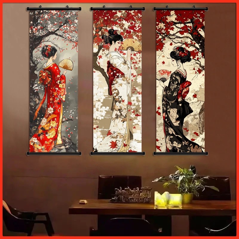 VIKAMA Vintage Japanese Geisha - Wall Scroll Tapestry recension och pris